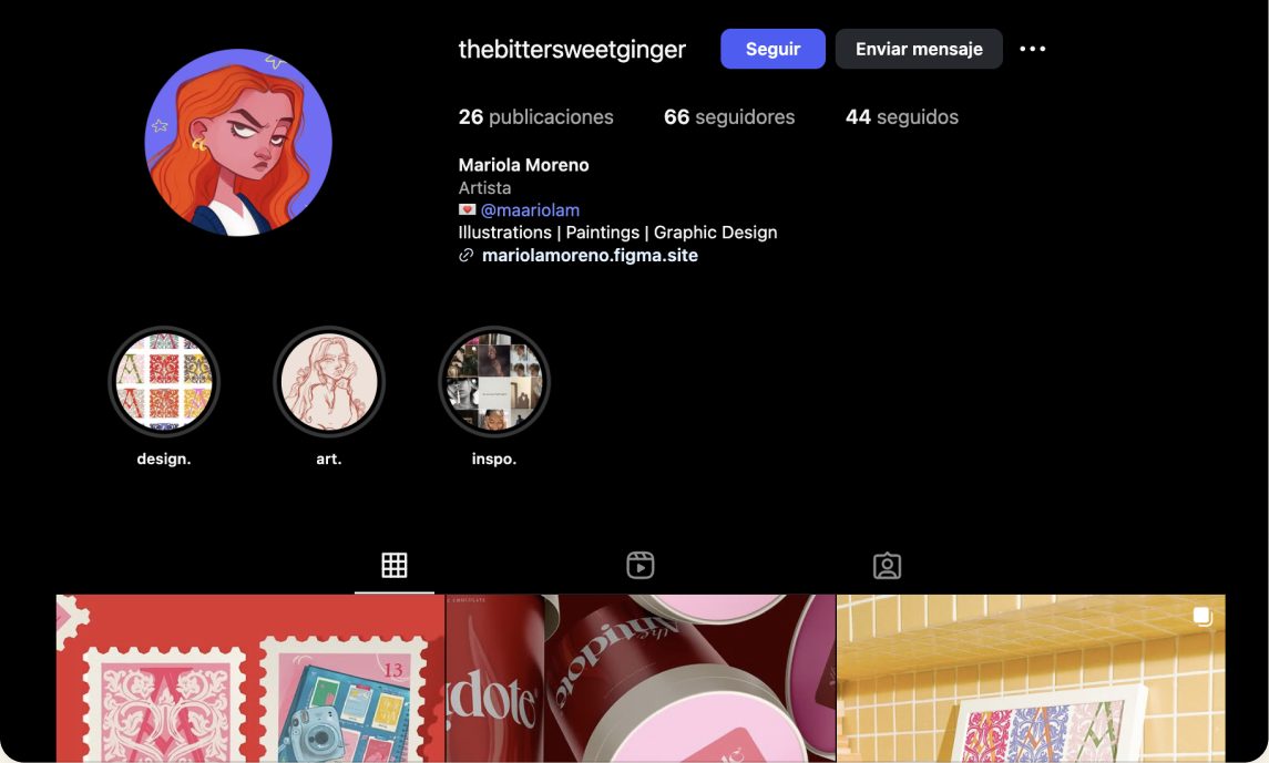 Instagram profile of thebittersweetginger