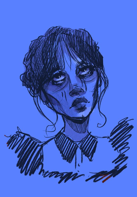 Blue portrait illustration