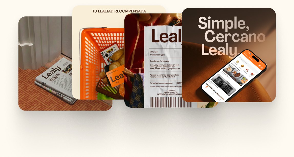 Lealy posters and app mockups