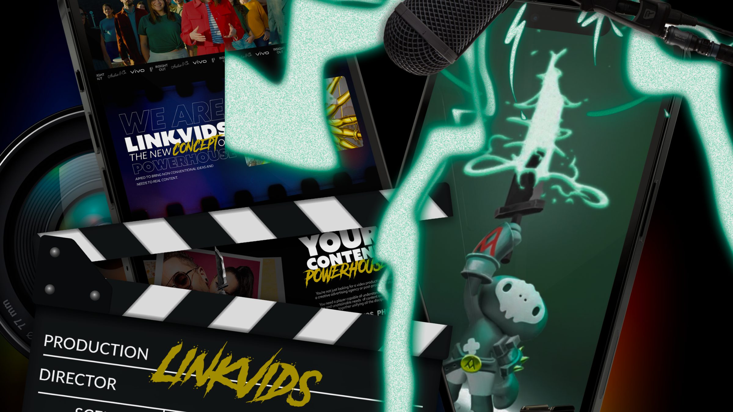 Linkvids production clapperboard artwork