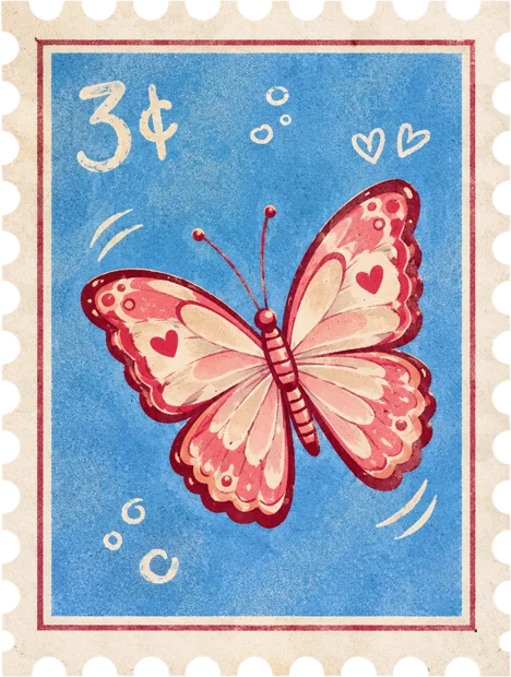 Hand-drawn butterfly stamp